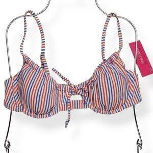Xhilaration Striped Textured Underwired Bikini Top Large Jrs. 8-10